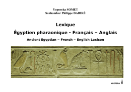 Lexique Égyptien pharaonique - Français – Anglais