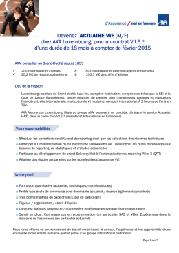 Actuaire VIE - AXA Assurances Luxembourg