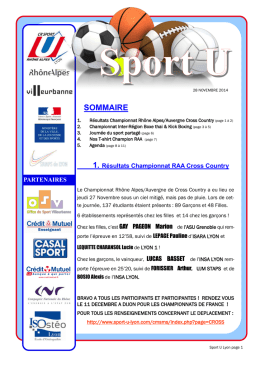 Sport U Lyon saison 2014