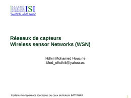 Réseaux de capteurs Wireless sensor Networks (WSN)