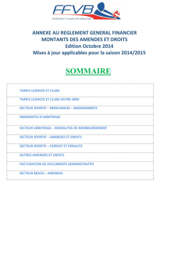 SOMMAIRE - Extranet FFVB