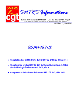 SNTRS Informations - sntrs-cgt