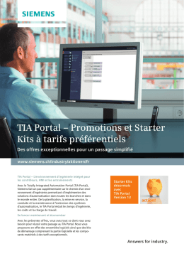 TIA Portal – Promotions et Starter Kits à tarifs préférentiels