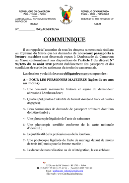 COMMUNIQUE - Ambassade de la Republique du Cameroun au