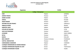 Liste des membres du Pôle Hippolia au 24 juin 2014