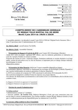 CR Assemblée Générale du 03 06 2014 - Réseau Ville-Hôpital