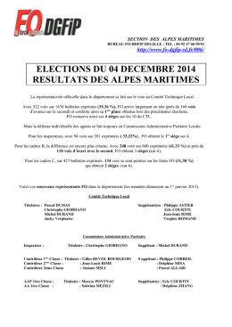 elections du 04 decembre 2014 resultats des alpes maritimes