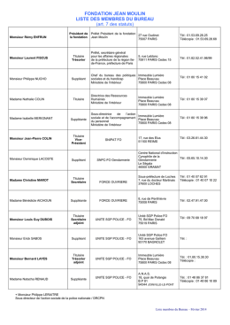 Liste membres du Bureau - Fondation Jean Moulin