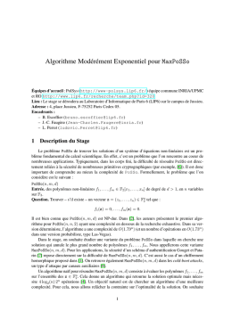 Algorithme Modérément Exponentiel pour MaxPoSSo - spiral