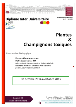 plantes toxiques 2014-2015 - Faculté de pharmacie de Paris