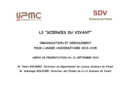 L3 “SCIENCES DU VIVANT” - Bienvenue sur le site de la Licence