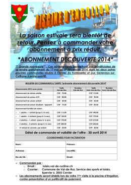 Abonnement prévente piscine Engollon - Val-de-Ruz