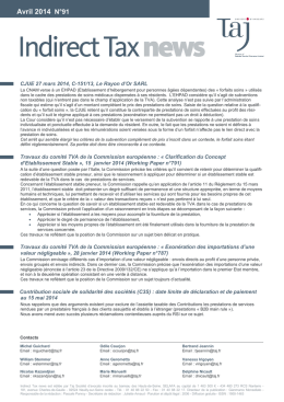 Indirect Tax News N°91 - Avril 2014