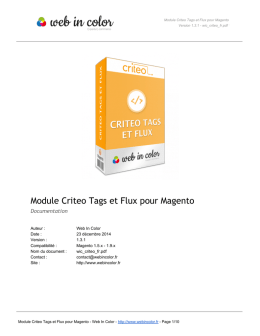 Module Criteo Tags et Flux pour Magento