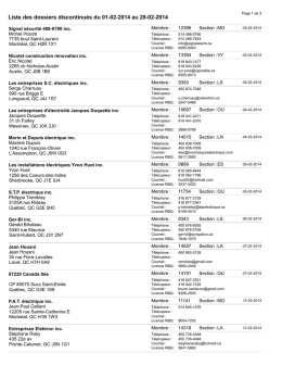 Liste des dossiers discontinués du 01-02-2014 au 28-02-2014