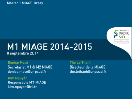 M1 MIAGE 2014-2015 - Laboratoire de Recherche en Informatique