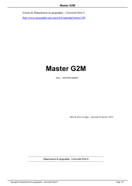 Master G2M - Département de géographie