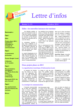 lettre info octobre 2014 - Office de Tourisme du Pays Roussillonnais
