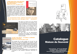 Catalogue - Maison du Souvenir