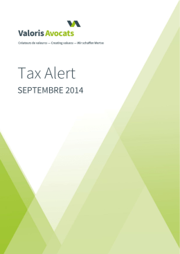 Tax Alert - Valoris Avocats