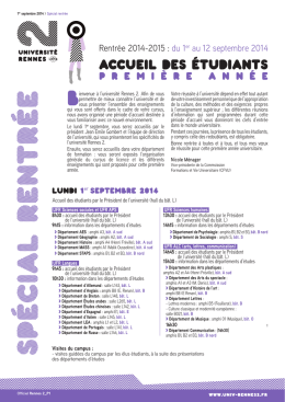 spécial rentrée - Université Rennes 2