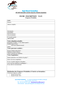 fiche insciption TEP 2014 - Centre Equestre de La Baule