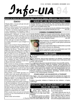 Info UIA n°85a - Université Inter-Ages de Créteil et du Val-de