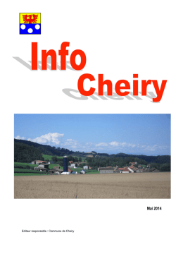 Info Cheiry. Mai 2014