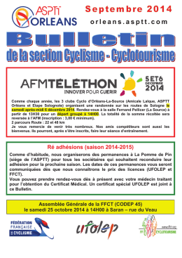 Septembre 2014 - ASPTT Orléans Cyclisme