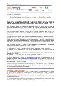 Une charte pour le maintien en emploi en Haute Normandie