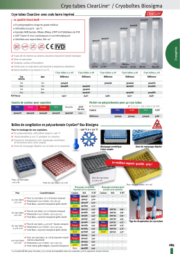 Cryo tubes ClearLine® / Cryoboîtes Biosigma