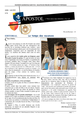 Apostol nº 79 - Le temps des vacances, abbé R. de
