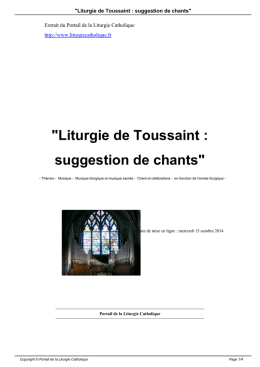 "Liturgie de Toussaint : suggestion de chants"