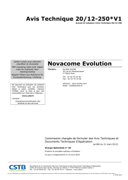 Avis Technique 20/12-250*V1 Novacome Evolution