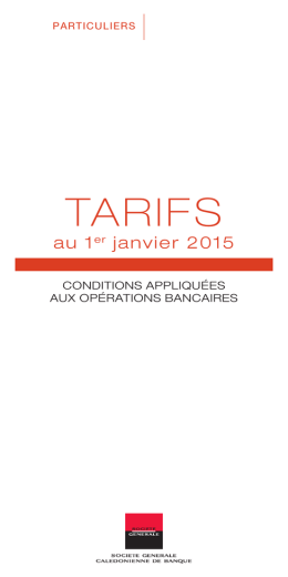 Télécharger les tarifs applicables au 1 er janvier 2015