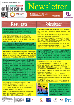 Newsletter 29 septembre 2014