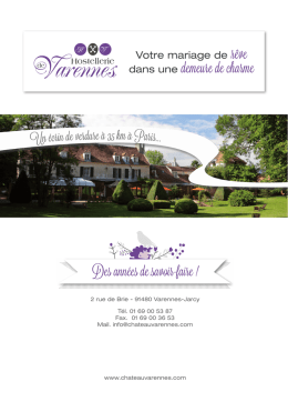 Brochure Mariage - Hostellerie de Varennes
