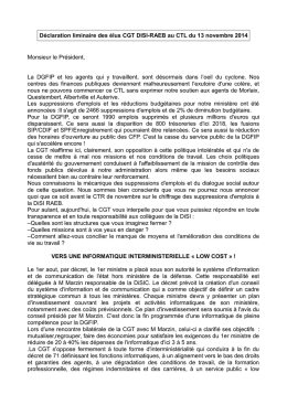 Déclaration liminaire des élus CGT au CTL du 13112014 à la DISI