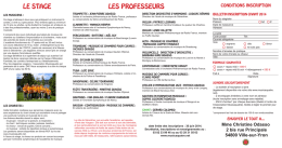 LE STAGE LES PROFESSEURS - Ecole de Musique de Gérardmer