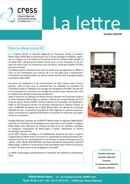 N°6 / Octobre 2014 - CRESS Rhône
