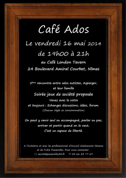 Café Ados Asperger - Nimes - 16 mai 2014