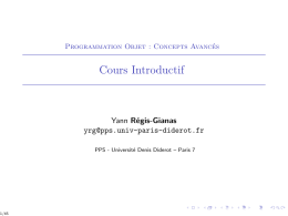 Programmation Objet : Concepts Avancés 0.5em1em Cours