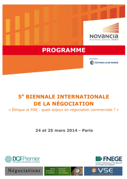 Programme - 5e Biennale internationale de la négociation