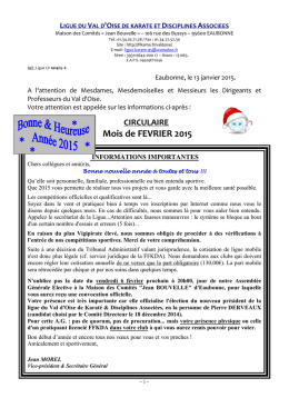 Circulaire Février 2015 - Fédération Française de Karaté et