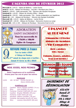 Infos de la paroisse Février 2015 - Paroisse Saint