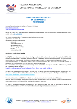 recrutement Juillet 2015 - Lycée Franco Australien de Canberra