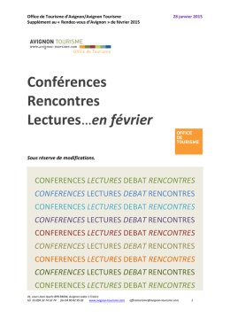 Conférences Rencontres Lectures…en février