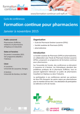 Programme - Société Vaudoise de Pharmacie