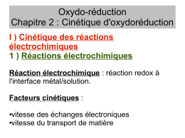 Oxydo-réduction Chapitre 2 : Cinétique d`oxydoréduction