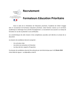 Recrutement PEF - Académie de Créteil